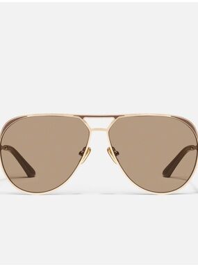 Quay Australia Gold Frame Brown Lens Aviator Sunglasses